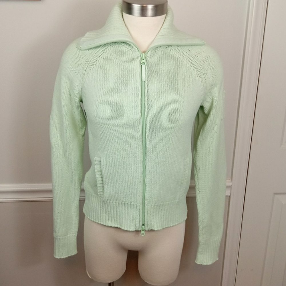 Mint green GAP full zip big collar sweater